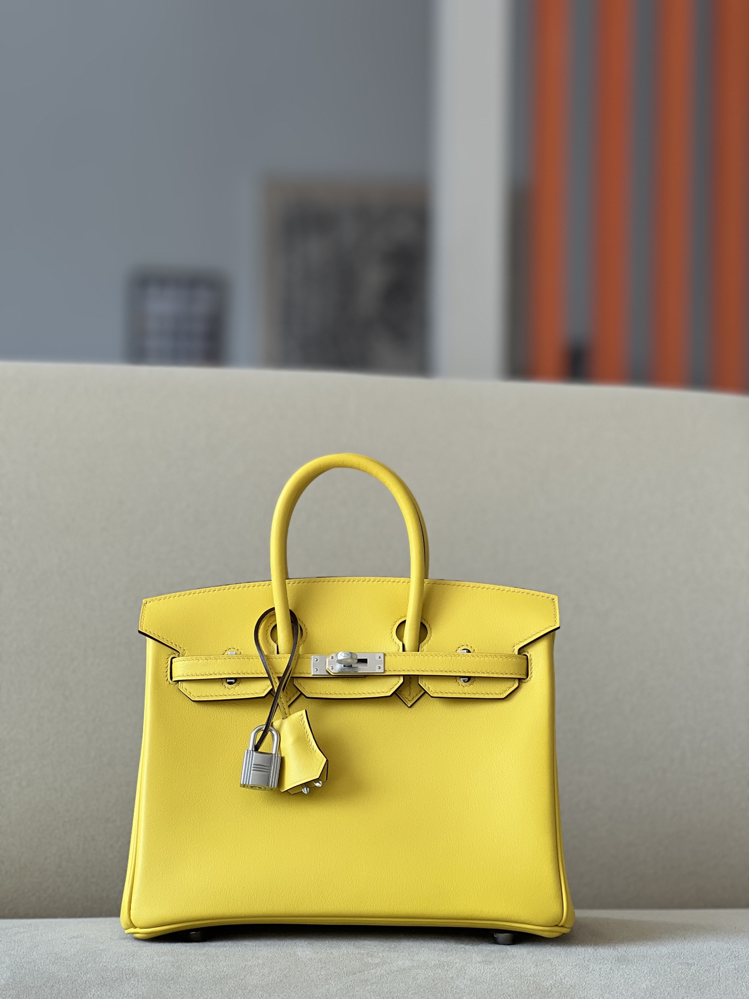 Hermes Birkin 30CM Swift Leather Handbag Lemon Yellow